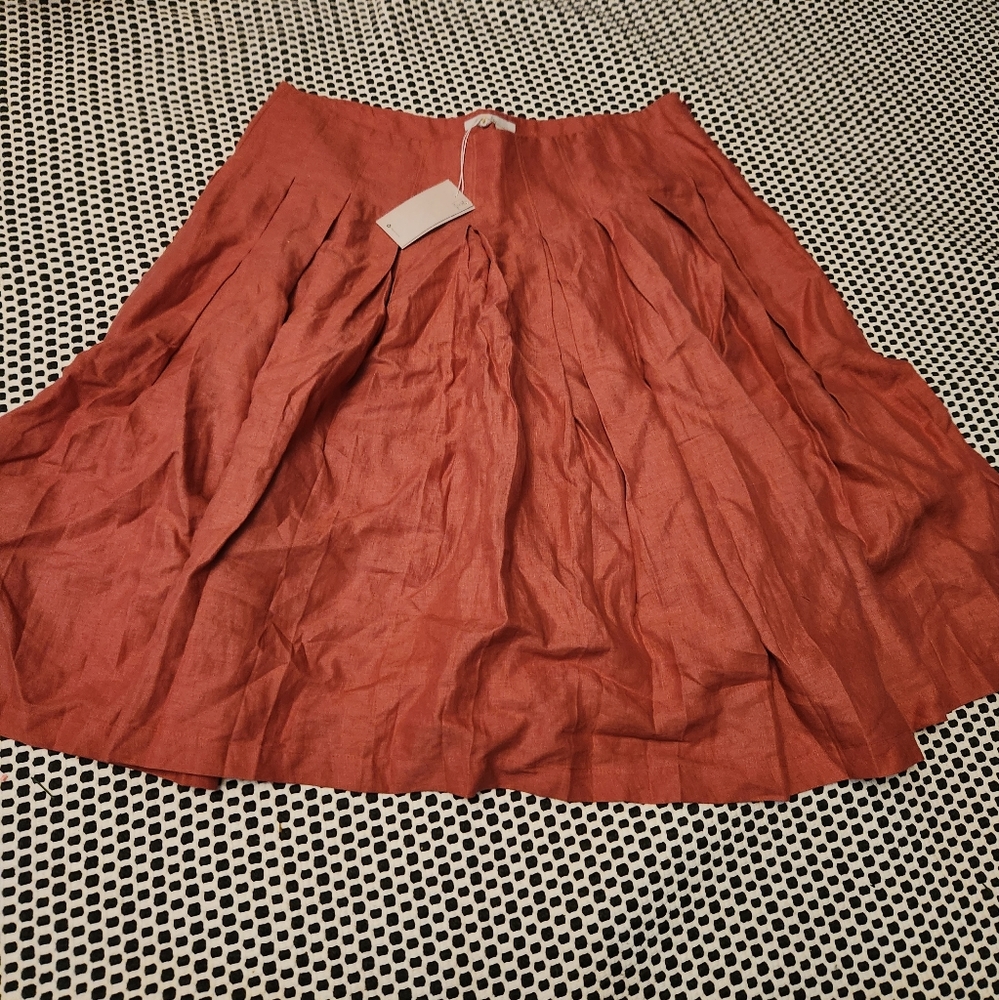 Boden Pleated Burnt Orange Skirt Plus Size